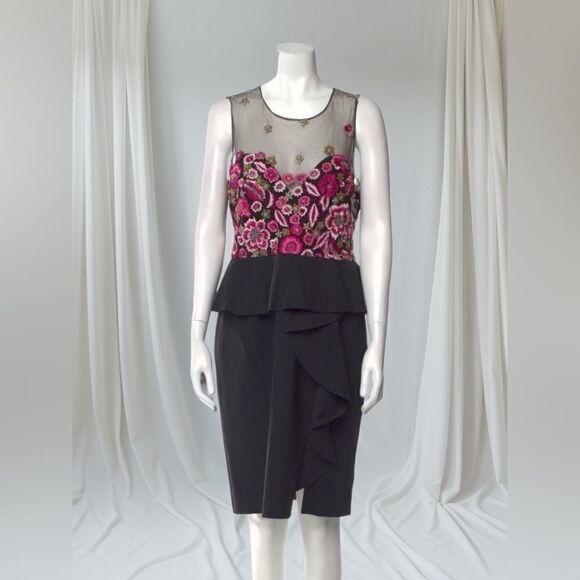 Marchesa Floral Embroidered Top Sleeveless Dress - Picture 1 of 6